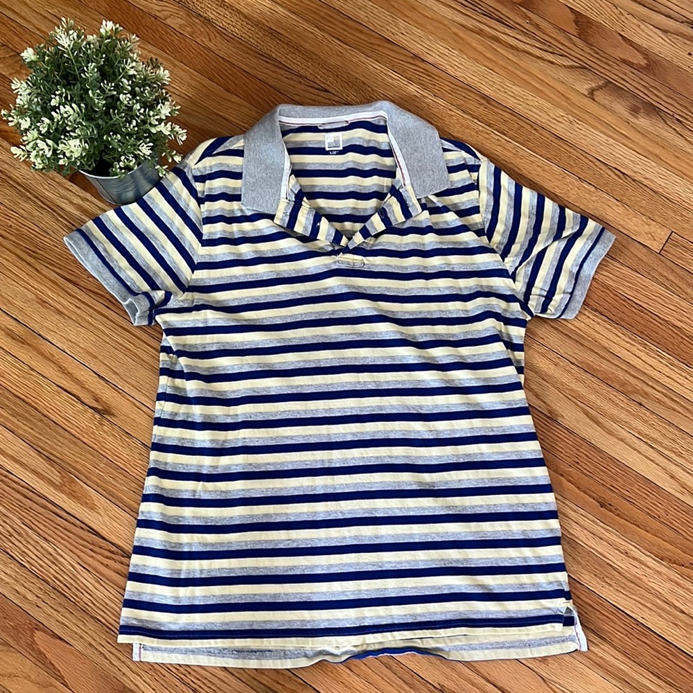 Mens JCP polo shirt size large stripes blue yellow
